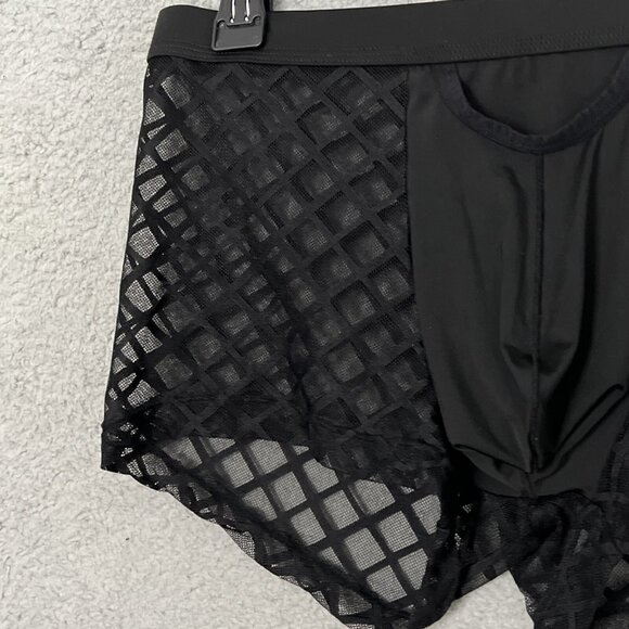 Sexy Men LG Underwear Sheer Mesh Boxer Brief See Through Shorts Bikini Trunks - Picture 4 of 8